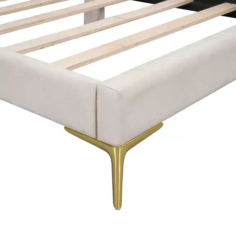 Twin/Full Size Linen Upholstered Daybed with Headboard and Armrest, Support Legs - HABITRIO