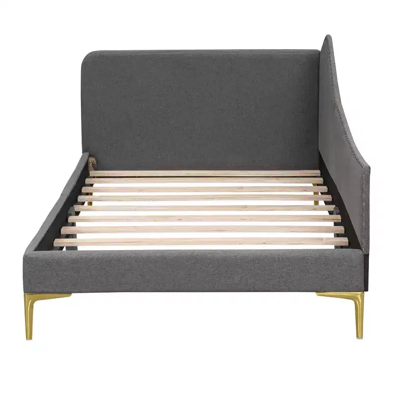 Twin/Full Size Linen Upholstered Daybed with Headboard and Armrest, Support Legs - HABITRIO