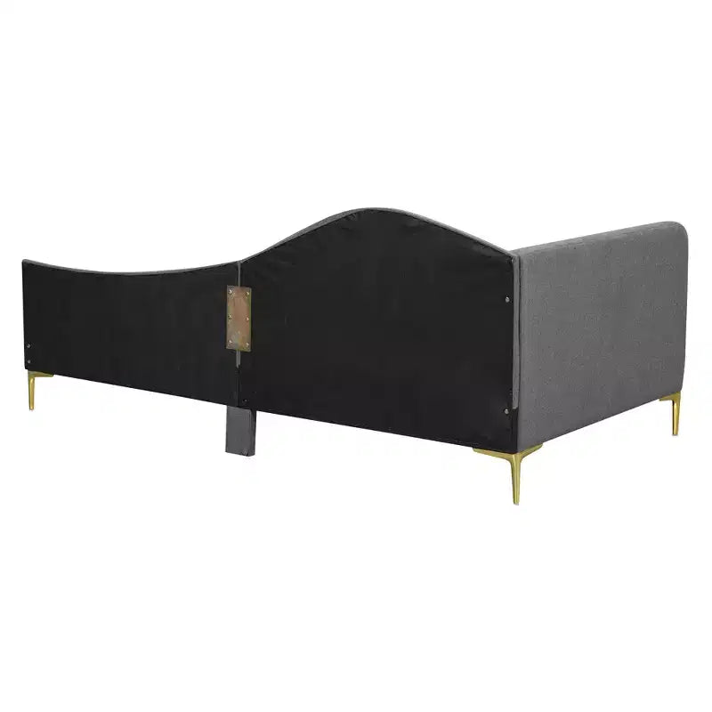 Twin/Full Size Linen Upholstered Daybed with Headboard and Armrest, Support Legs - HABITRIO