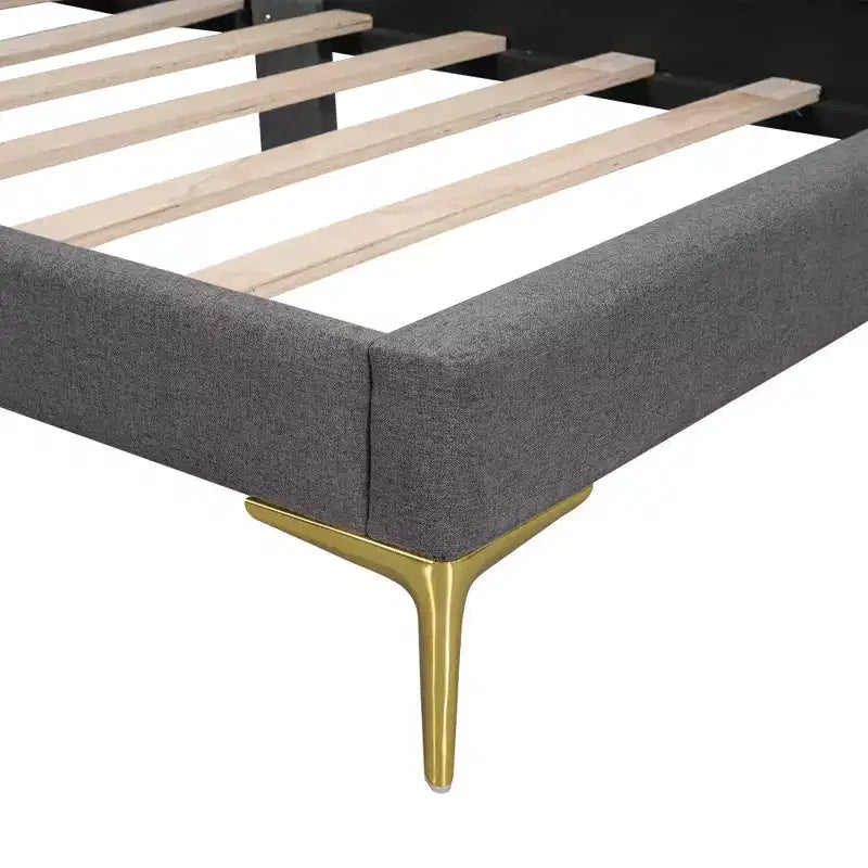 Twin/Full Size Linen Upholstered Daybed with Headboard and Armrest, Support Legs - HABITRIO