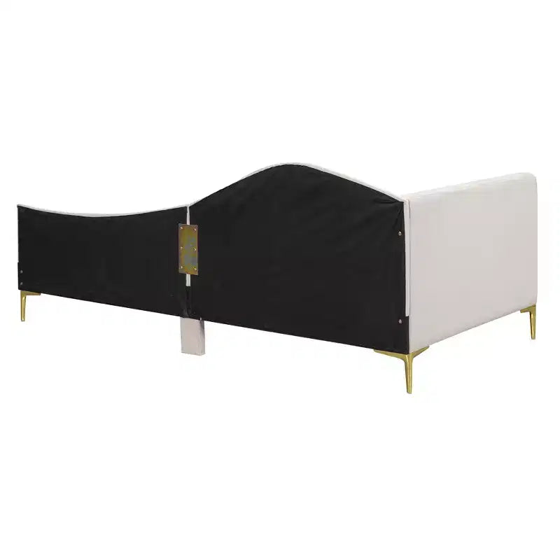 Twin/Full Size Linen Upholstered Daybed with Headboard and Armrest, Support Legs - HABITRIO