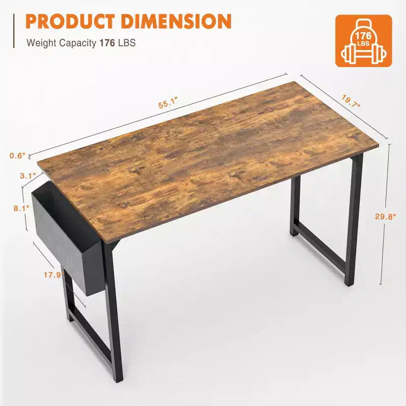 55 Inch Game Computer Desk with Storage, Home Office Modern Simple Style PC Table for Youth Student Adult