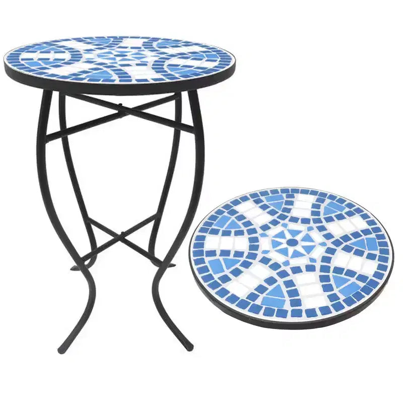 Jiallo Mosaic Art Collection Blue Daisy Accent Table