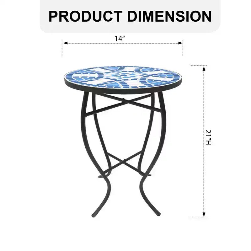 Jiallo Mosaic Art Collection Blue Daisy Accent Table