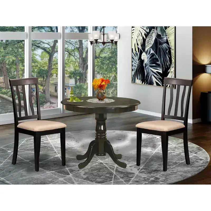 HomeStockKitchen Dining Table Set With 2 Chairs Modern Black