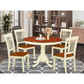 HomeStock Modern 5 Piece Dining Table Set Round Pedestal Table Cherry Buttermilk
