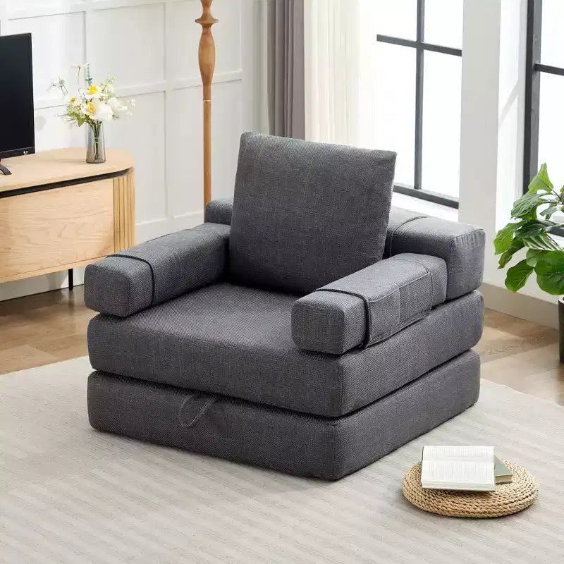 HYEORY Modern Fold Down Chair Flip Out Lounger Convertible Sleeper Sofa Bed Couch