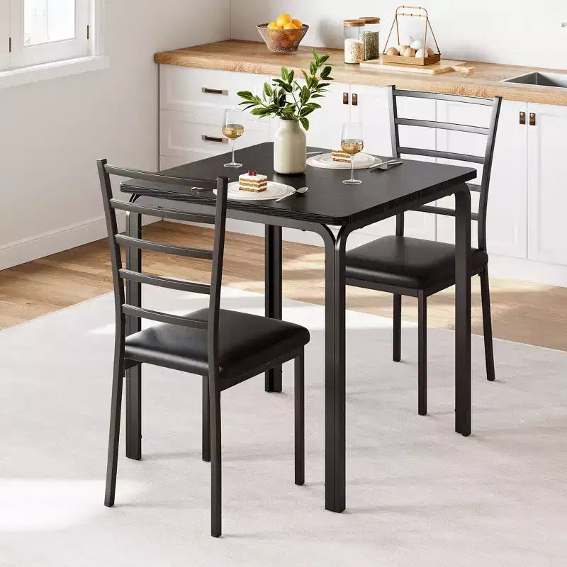 Dining Table for 2, Small Table and Chairs Set of 2, Dinette Set for 2, Square Dinner Table Set, 3 Piece Kitchen & Dining Room Sets for Small Space