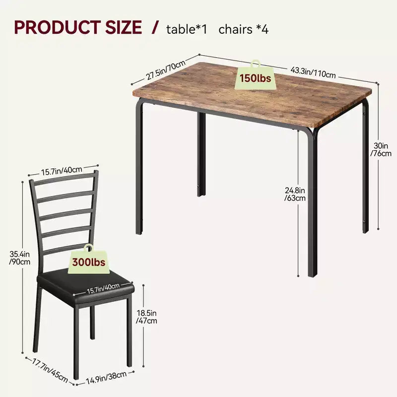 Dining Table for 2, Small Table and Chairs Set of 2, Dinette Set for 2, Square Dinner Table Set, 3 Piece Kitchen & Dining Room Sets for Small Space
