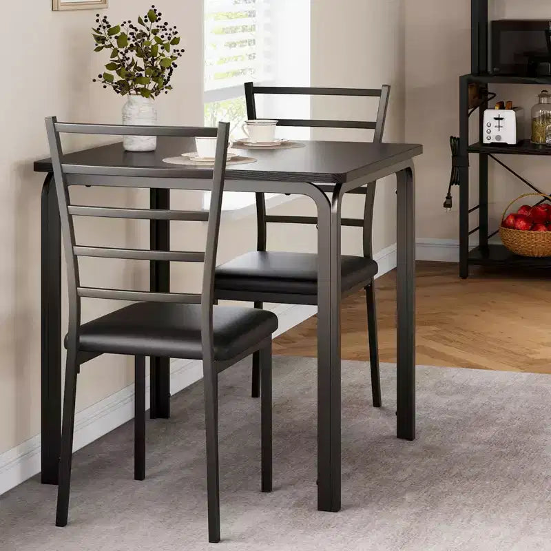 Dining Table for 2, Small Table and Chairs Set of 2, Dinette Set for 2, Square Dinner Table Set, 3 Piece Kitchen & Dining Room Sets for Small Space