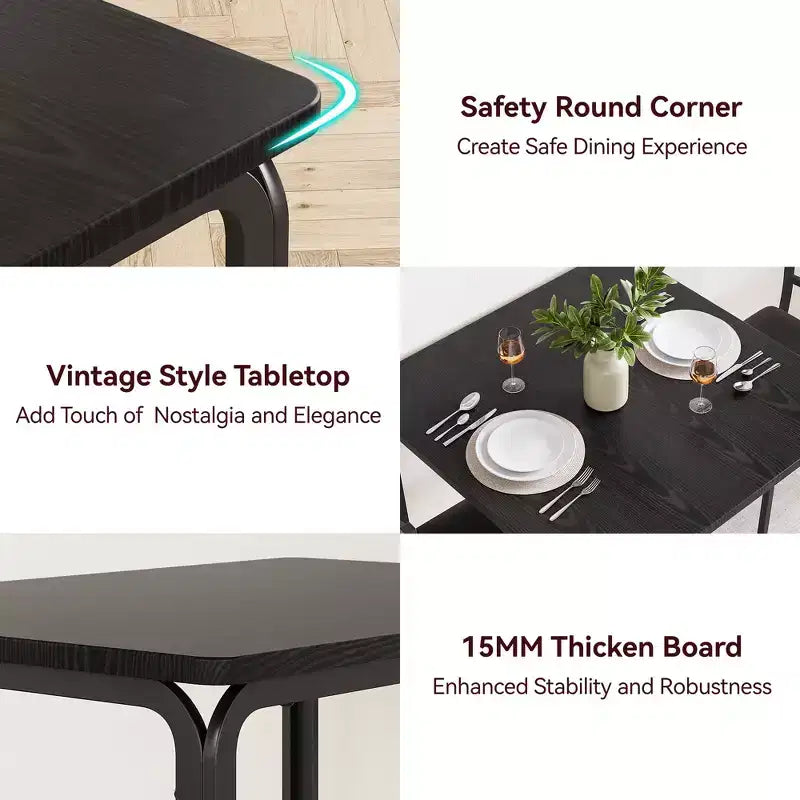 Dining Table for 2, Small Table and Chairs Set of 2, Dinette Set for 2, Square Dinner Table Set, 3 Piece Kitchen & Dining Room Sets for Small Space