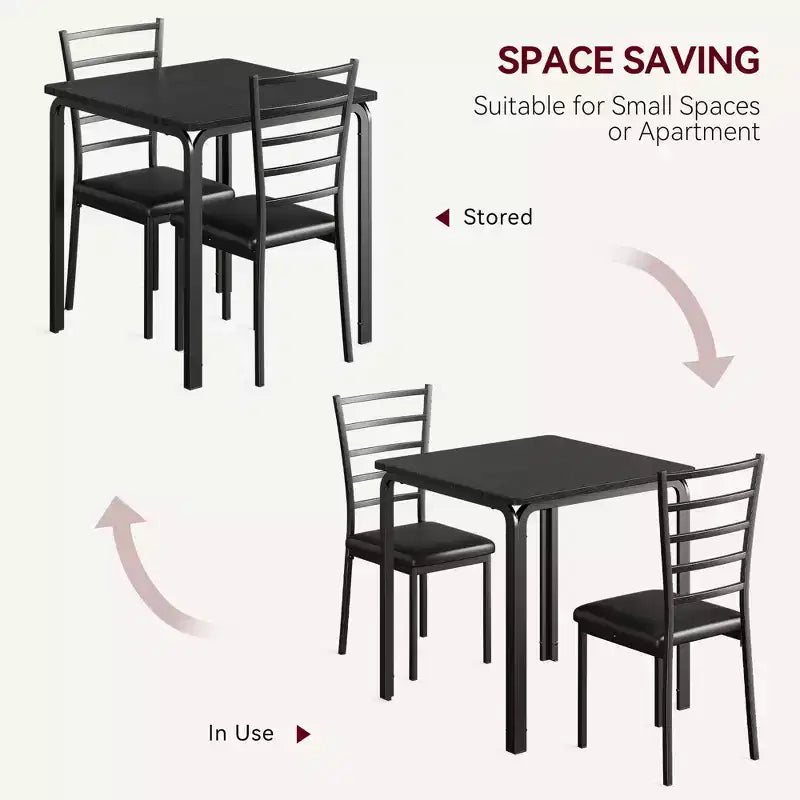 Dining Table for 2, Small Table and Chairs Set of 2, Dinette Set for 2, Square Dinner Table Set, 3 Piece Kitchen & Dining Room Sets for Small Space