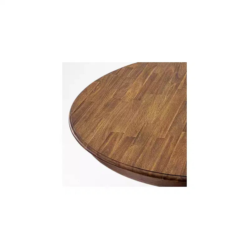 HomeStock Round Dining Table with Pedestal, Rustic Rubberwood Table