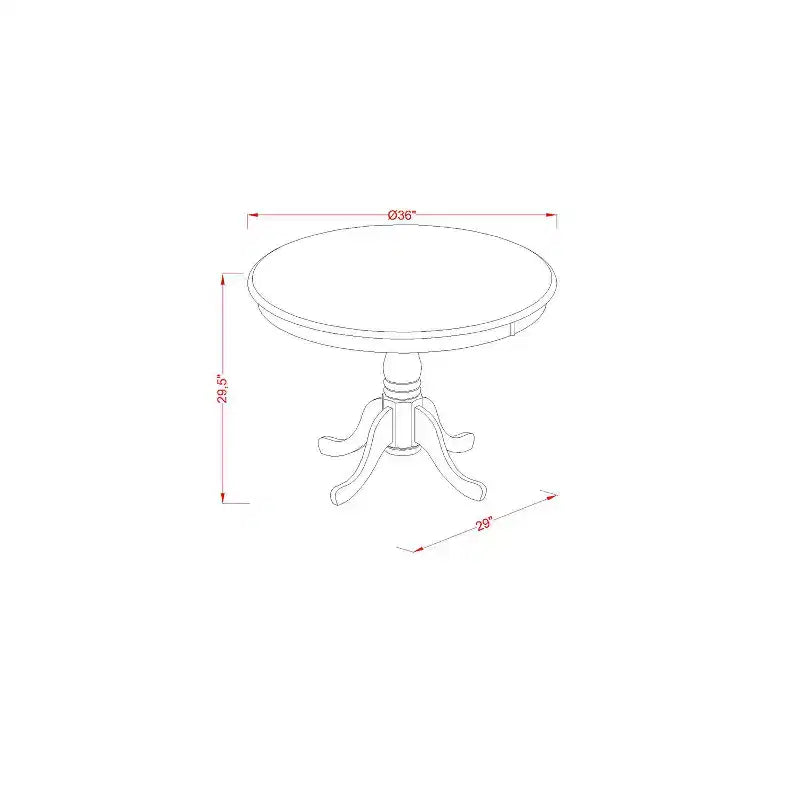 HomeStock Dining Table Made of Rubber Wood, 36 Inch Round