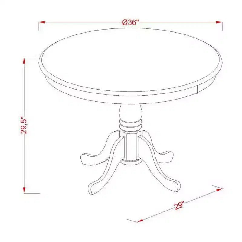 HomeStock Dining Table Made of Rubber Wood, 36 Inch Round