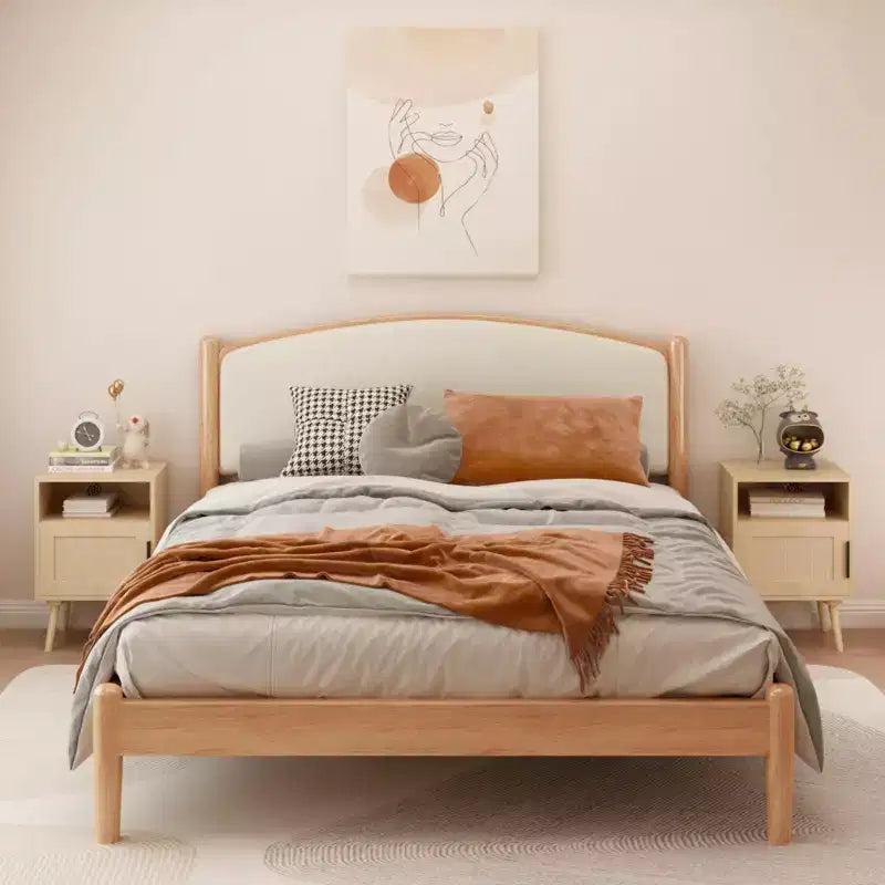 GDFStudio Melissa 22.83'' H Wood Nightstand with Open Shelf and Rattan Door