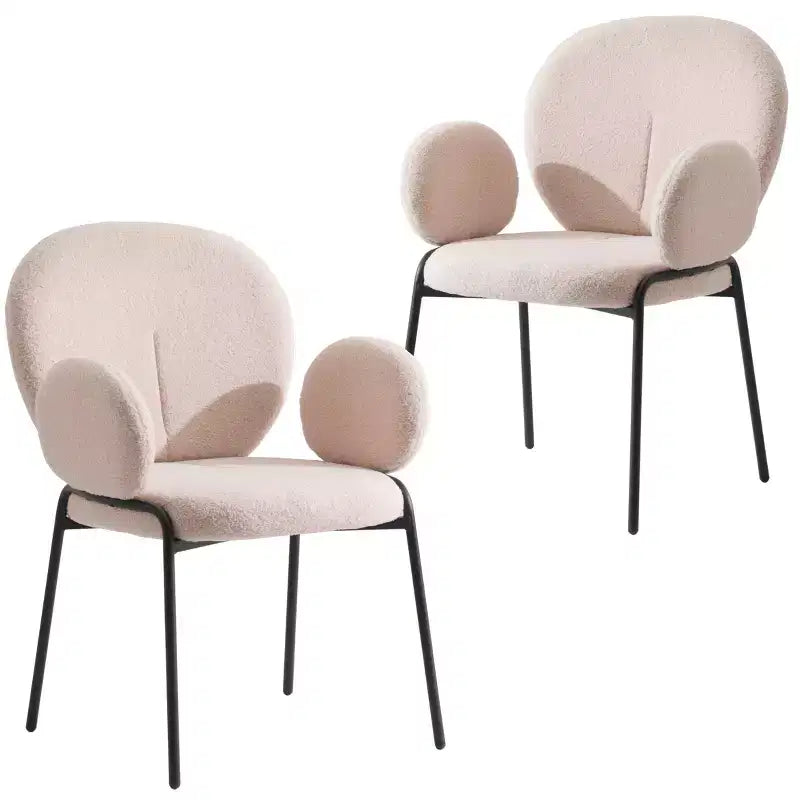 LeisureMod Celestial Series Boucle Dining Arm Chairs with Black Frame  Set of 2, Comfortable, Stylish, Modern Accent for Dining Rooms & Kitchens