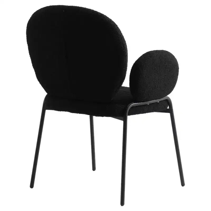LeisureMod Celestial Series Boucle Dining Arm Chairs with Black Frame  Set of 2, Comfortable, Stylish, Modern Accent for Dining Rooms & Kitchens