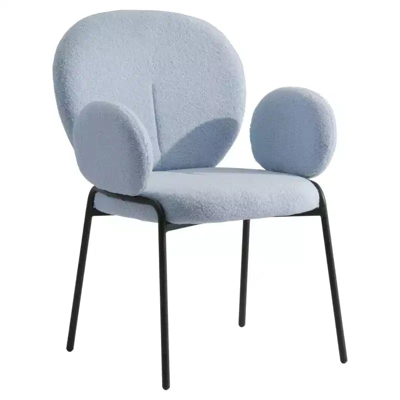 LeisureMod Celestial Series Boucle Dining Arm Chairs with Black Frame  Set of 2, Comfortable, Stylish, Modern Accent for Dining Rooms & Kitchens