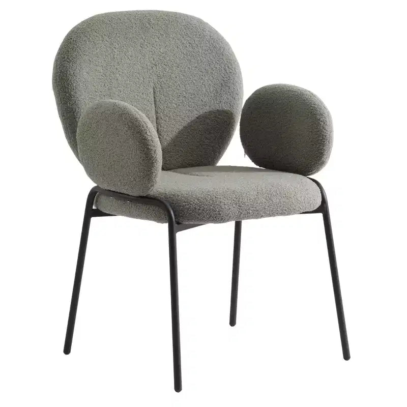 LeisureMod Celestial Series Boucle Dining Arm Chairs with Black Frame  Set of 2, Comfortable, Stylish, Modern Accent for Dining Rooms & Kitchens