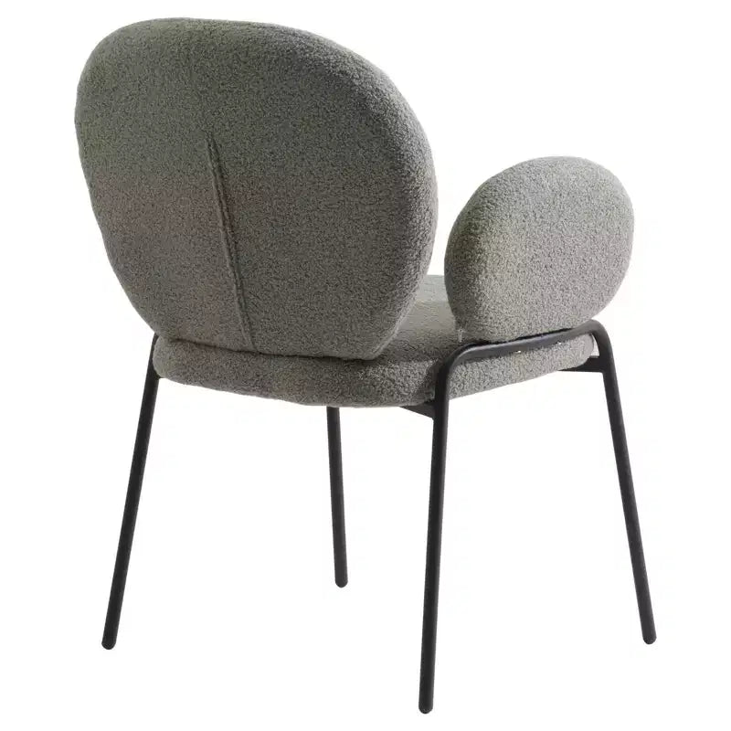 LeisureMod Celestial Series Boucle Dining Arm Chairs with Black Frame  Set of 2, Comfortable, Stylish, Modern Accent for Dining Rooms & Kitchens