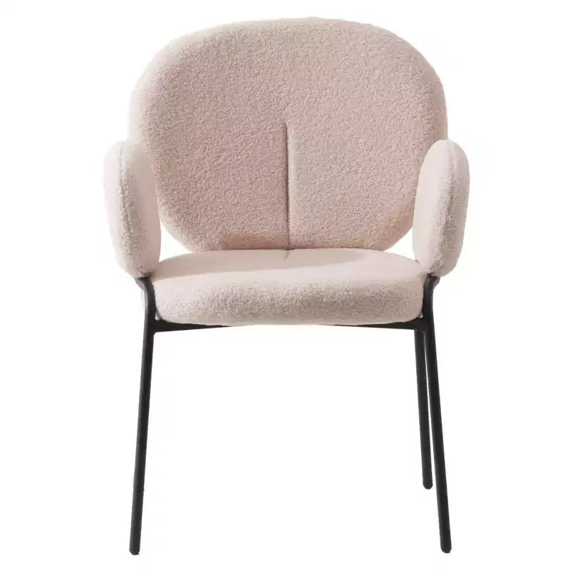 LeisureMod Celestial Series Boucle Dining Arm Chairs with Black Frame  Set of 2, Comfortable, Stylish, Modern Accent for Dining Rooms & Kitchens