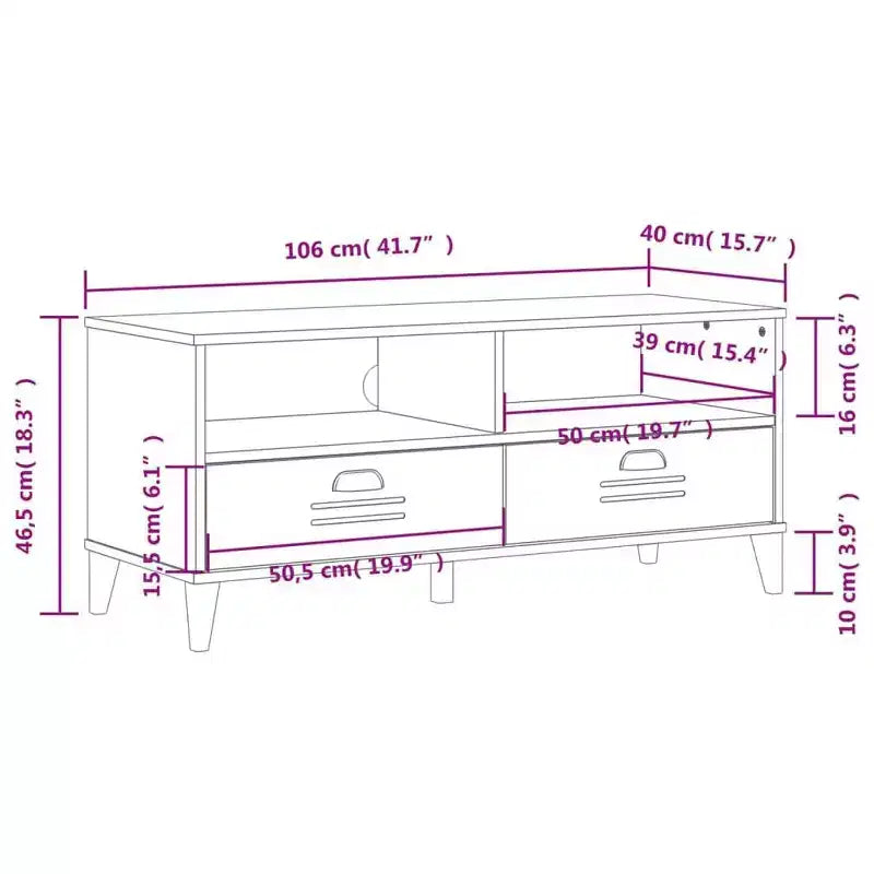 vidaXL TV Stand Storage Media Console Entertainment Center Solid Wood Pine