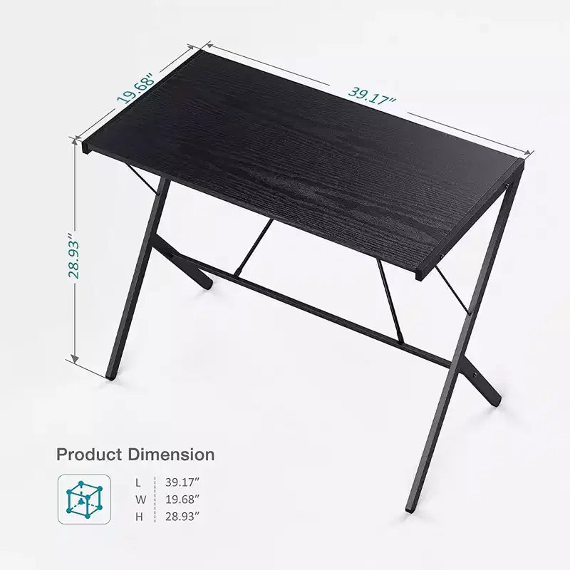 Mehoom Modern Metal Study Desk for Home Office, Table, Black, 35.4in