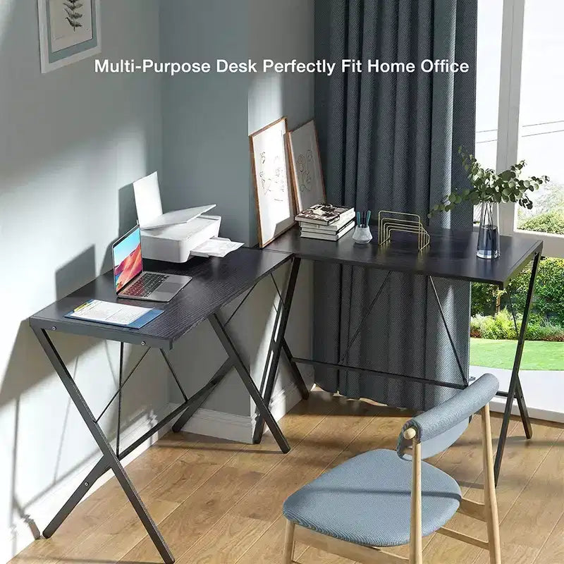 Mehoom Modern Metal Study Desk for Home Office, Table, Black, 35.4in