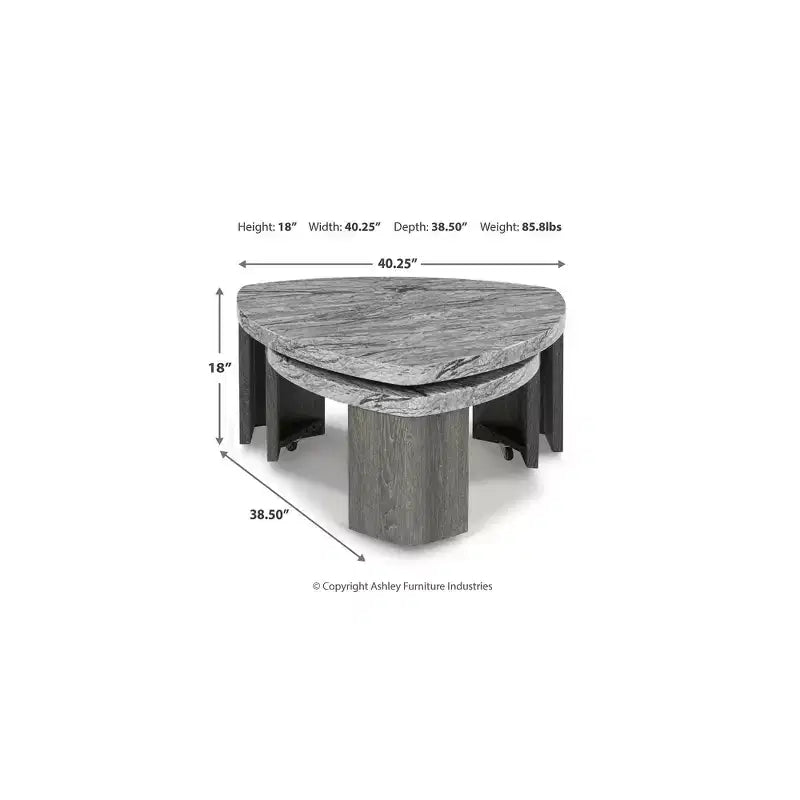 Signature Design by Ashley Surmour Modern Nesting Coffee Table with Faux Marble Top, Gray