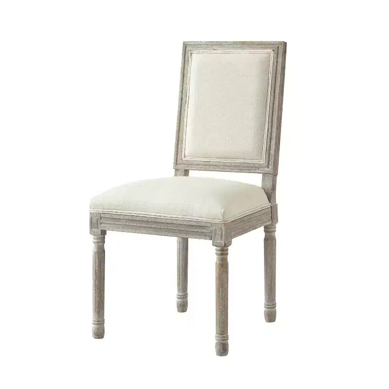Rustic Manor David Linen Armless Dinng Chair with Antique Brushed Wood Finish (Set of 2)