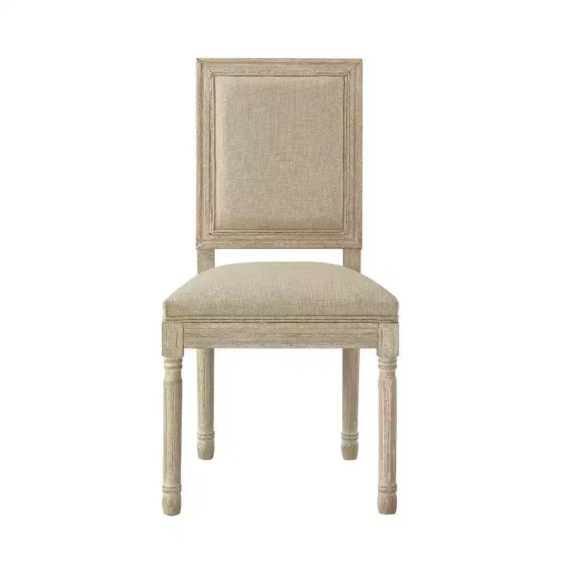 Rustic Manor David Linen Armless Dinng Chair with Antique Brushed Wood Finish (Set of 2)