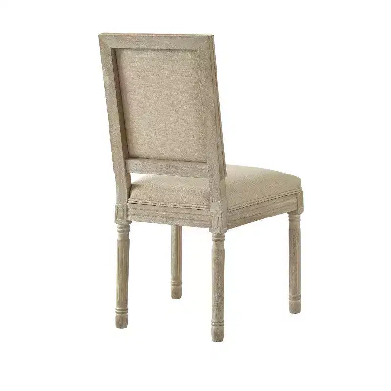 Rustic Manor David Linen Armless Dinng Chair with Antique Brushed Wood Finish (Set of 2)