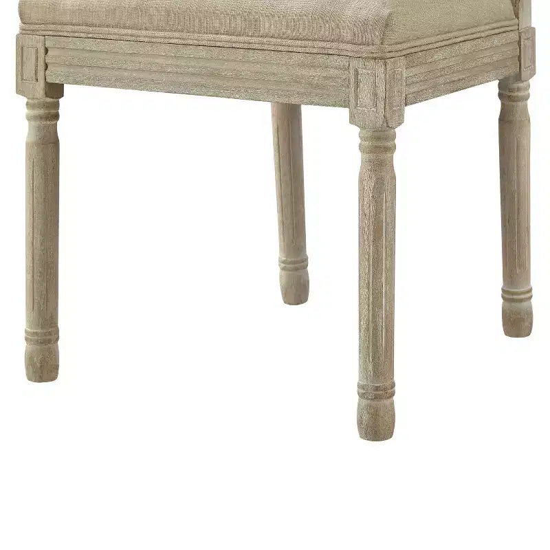 Rustic Manor David Linen Armless Dinng Chair with Antique Brushed Wood Finish (Set of 2)