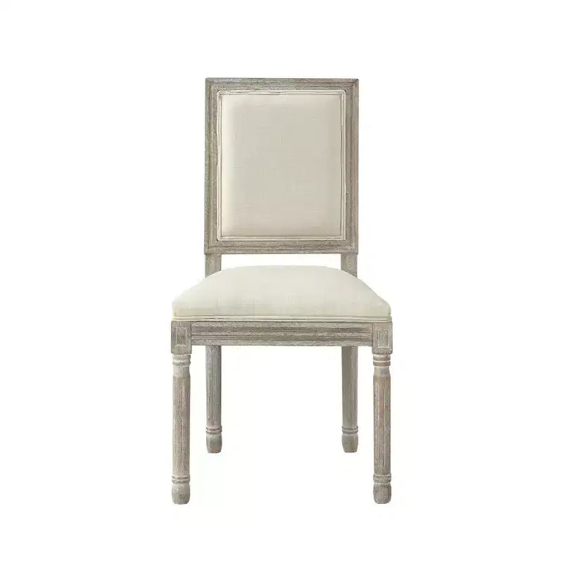 Rustic Manor David Linen Armless Dinng Chair with Antique Brushed Wood Finish (Set of 2)