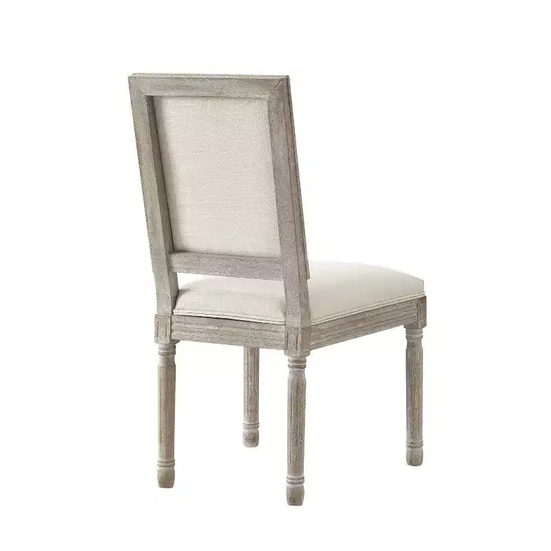 Rustic Manor David Linen Armless Dinng Chair with Antique Brushed Wood Finish (Set of 2)