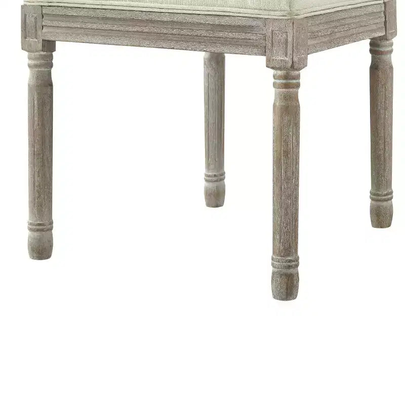 Rustic Manor David Linen Armless Dinng Chair with Antique Brushed Wood Finish (Set of 2)
