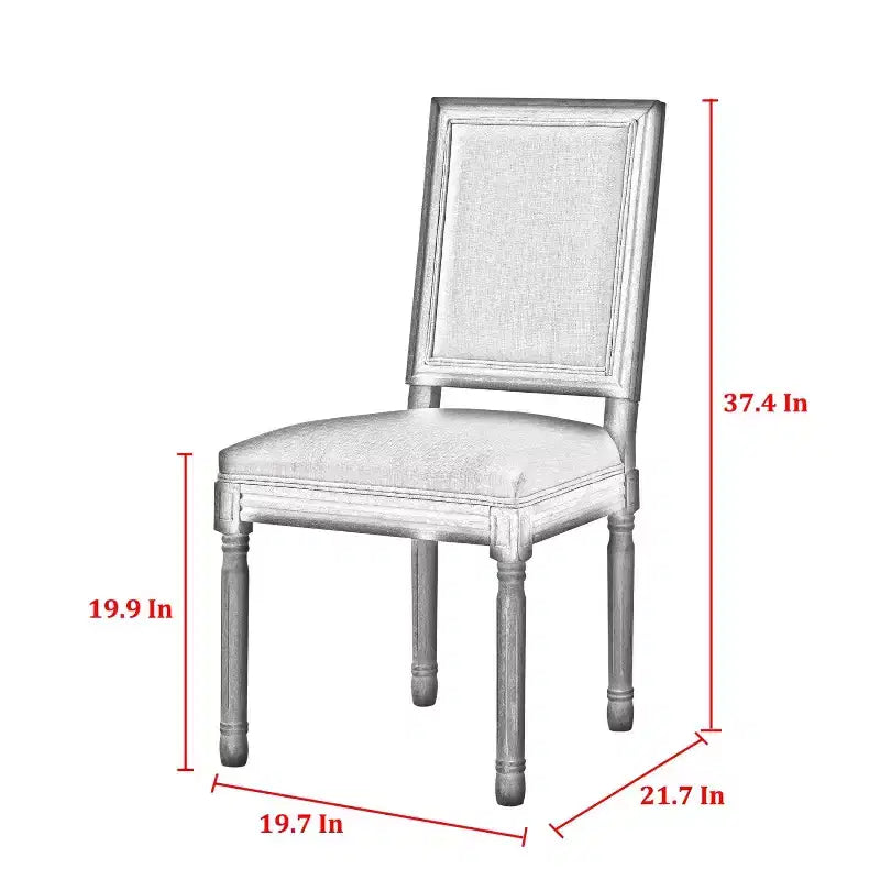 Rustic Manor David Linen Armless Dinng Chair with Antique Brushed Wood Finish (Set of 2)