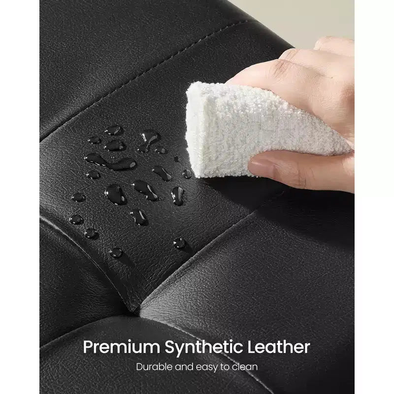 15x15x15.7-Inch Cube Storage Ottoman with Legs. 10 Gal (37 L) Capacity. Synthetic Leather Footstool/Footrest.