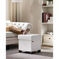 15x15x15.7-Inch Cube Storage Ottoman with Legs. 10 Gal (37 L) Capacity. Synthetic Leather Footstool/Footrest.