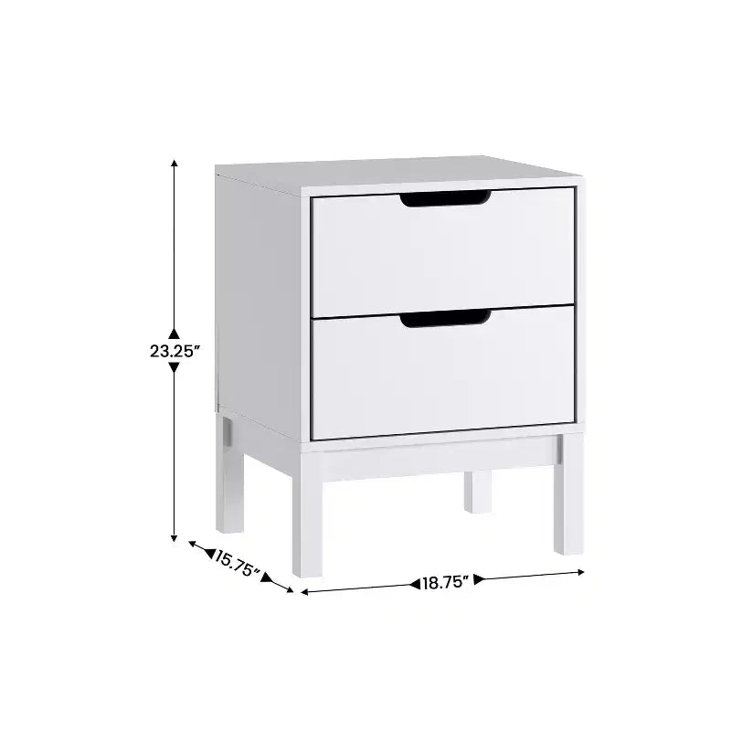 Emma and Oliver Kids Double-Drawer Night Stand with Solid Wood Frame, Side Table for Kids Bedroom