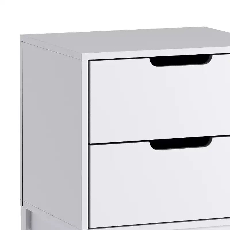 Emma and Oliver Kids Double-Drawer Night Stand with Solid Wood Frame, Side Table for Kids Bedroom