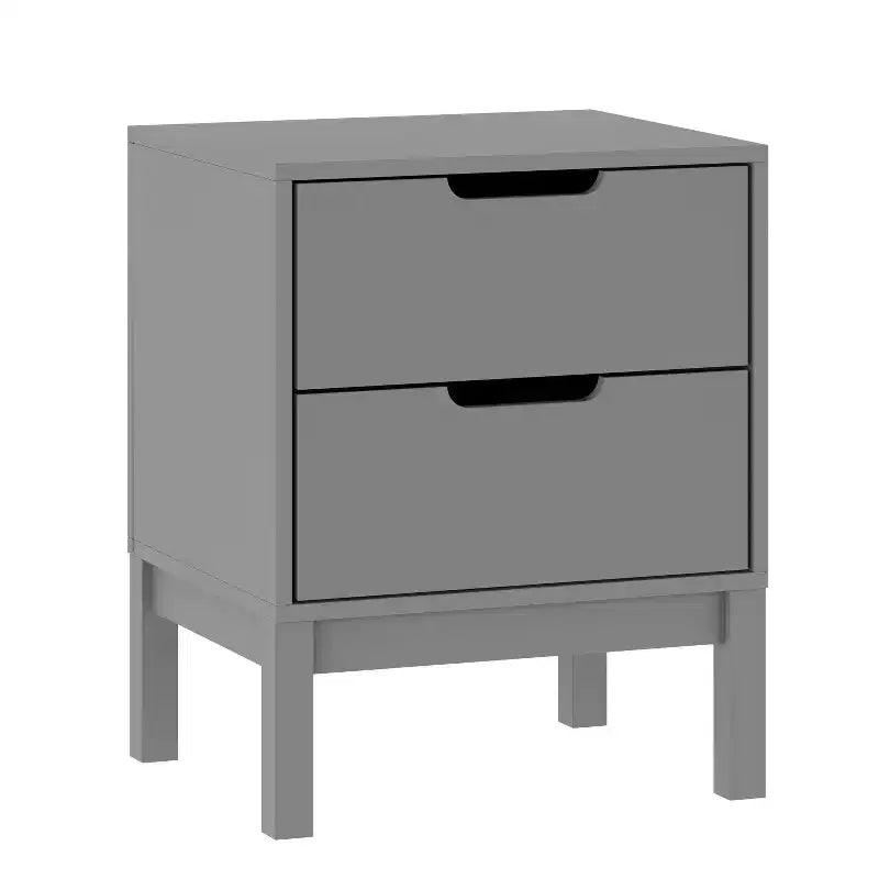 Emma and Oliver Kids Double-Drawer Night Stand with Solid Wood Frame, Side Table for Kids Bedroom