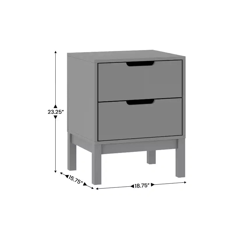 Emma and Oliver Kids Double-Drawer Night Stand with Solid Wood Frame, Side Table for Kids Bedroom