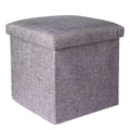 Swtroom Ottoman Cube Square Foot Rest Stool Seat Foldable 4 in 1 Storage Boxes 12 Inch Linen Grey