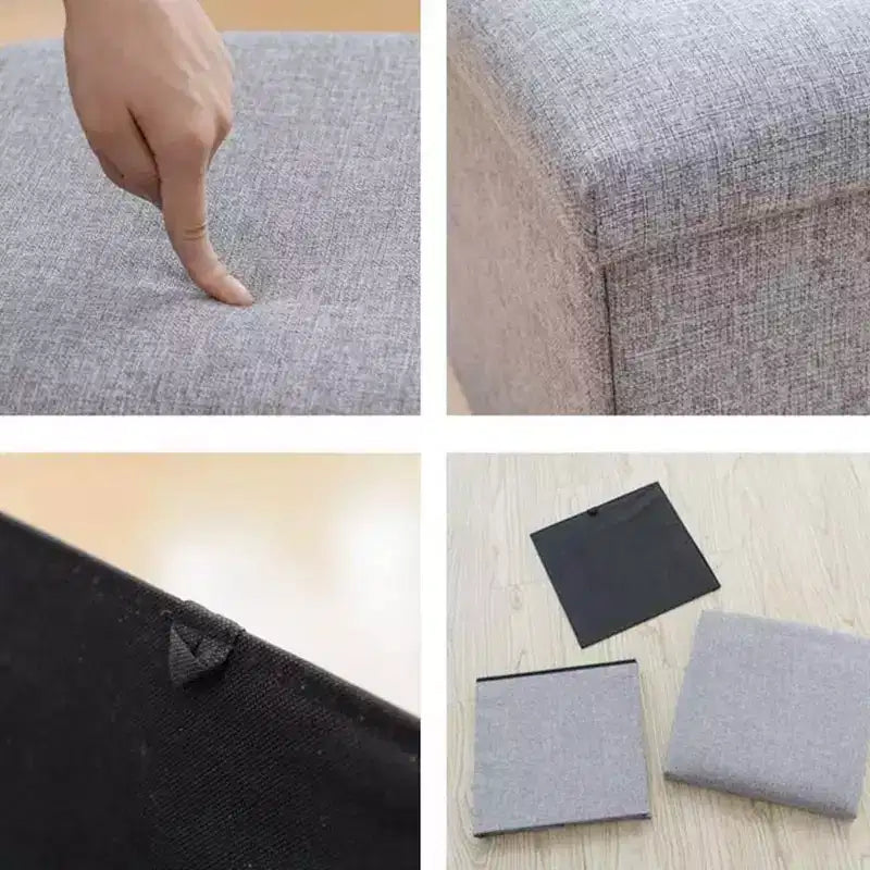 Swtroom Ottoman Cube Square Foot Rest Stool Seat Foldable 4 in 1 Storage Boxes 12 Inch Linen Grey