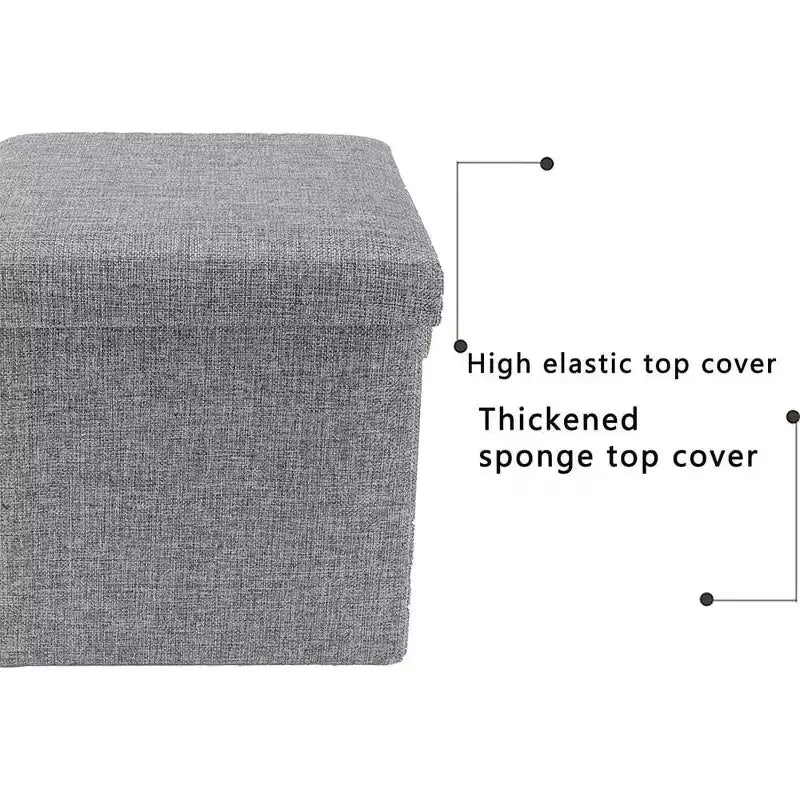 Swtroom Ottoman Cube Square Foot Rest Stool Seat Foldable 4 in 1 Storage Boxes 12 Inch Linen Grey