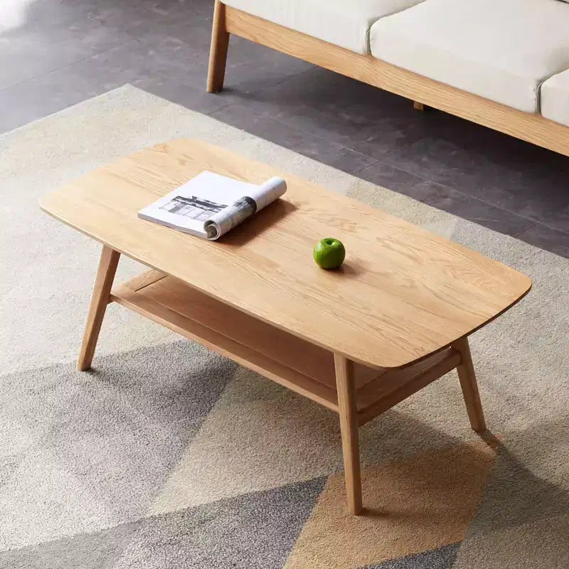 MAYEERTY Solid Wood End Table with Storage Shelf for Living Room