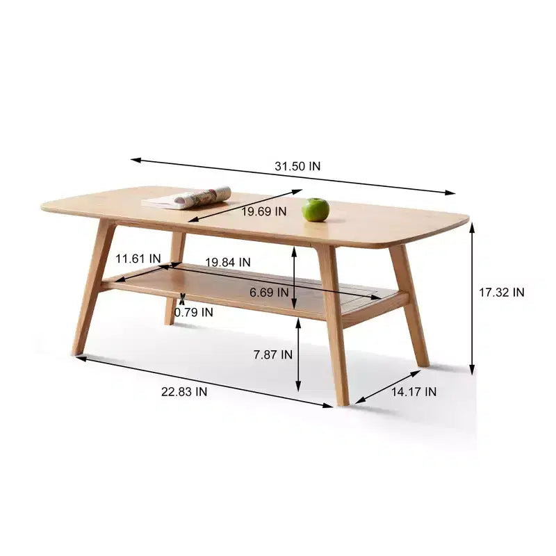 MAYEERTY Solid Wood End Table with Storage Shelf for Living Room