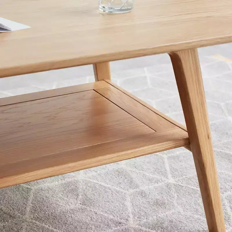 MAYEERTY Solid Wood End Table with Storage Shelf for Living Room